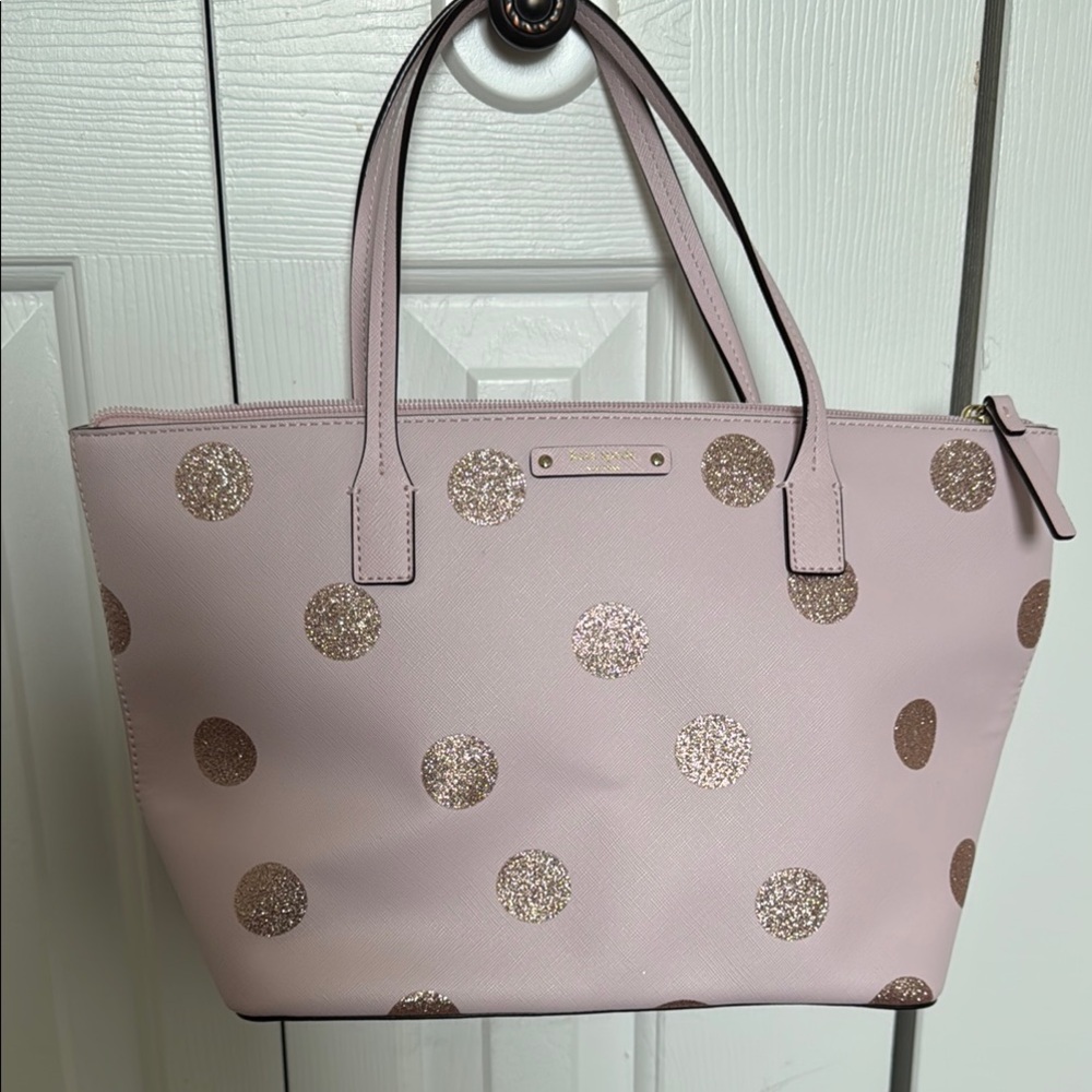 Kate Spade Pink and Gold Polka Dot Tote